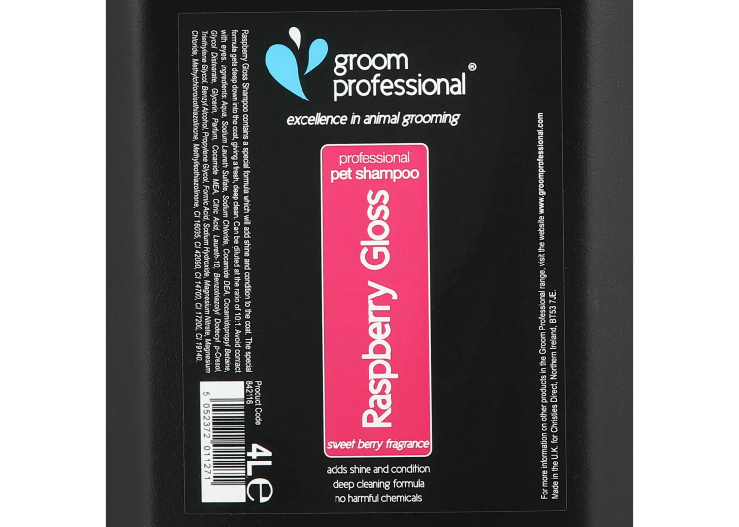 Groom Professional Raspberry Gloss Shampoo 4 L 2 Groom Professional Raspberry Gloss Shampoo 4 L - Image 2
