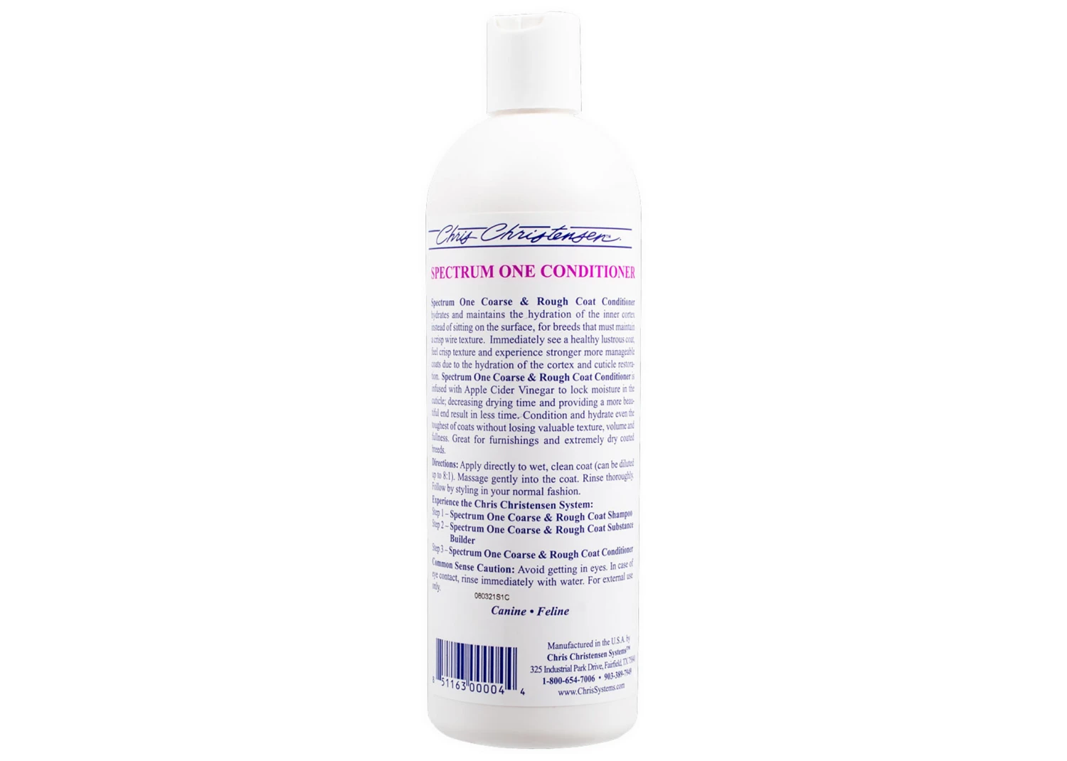Chris Christensen Systems Spectrum One Coarse & Rough Coat 473 Ml Conditioner 2 Chris Christensen Systems Spectrum One Coarse & Rough Coat 473 Ml Conditioner - Image 2